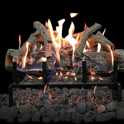 Grand Canyon Gas Logs Glowfire Lava Burner with Arizona Weathered Oak Charred Log set