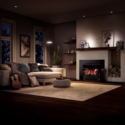 Osburn Inspire 2000-I Wood Insert in cozy living room